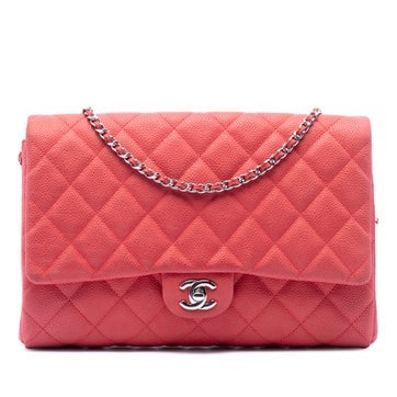 Calf Leather Quilted Caviar Flap Clutch with Chain