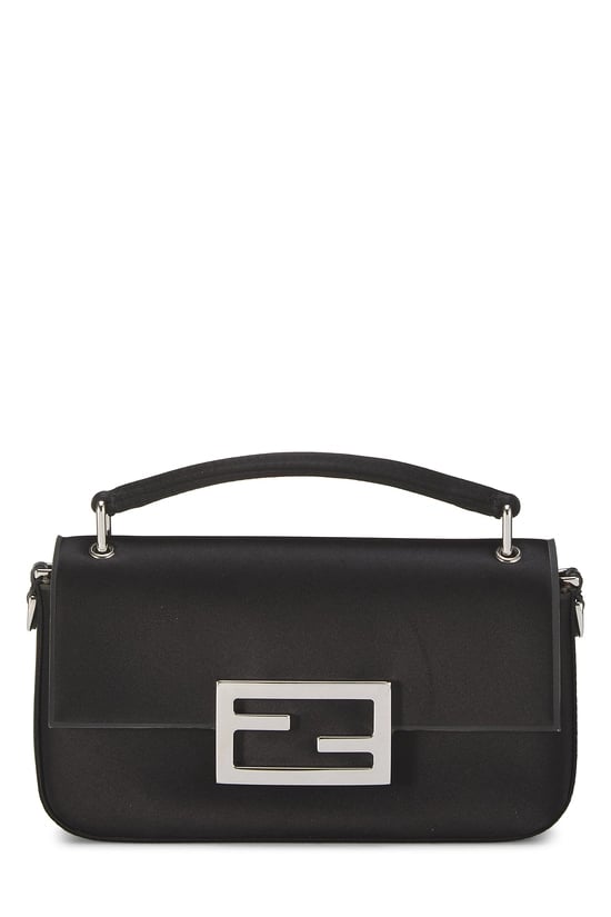 Black Satin Baguette Phone Pouch