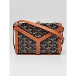 Goyard Goyard Black Chevron Print Coated Canvas Minaudiere Clutch Bag