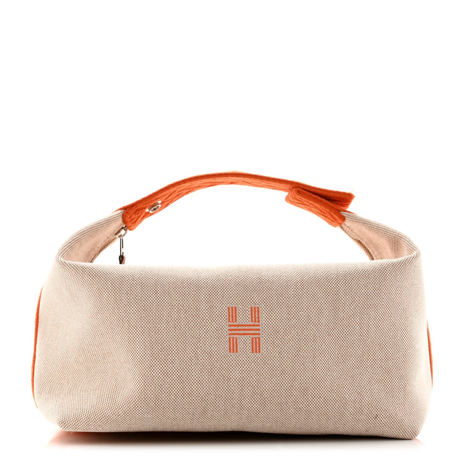 Hermes Canvas Large Bride-A-Brac Pouch Natural Orange