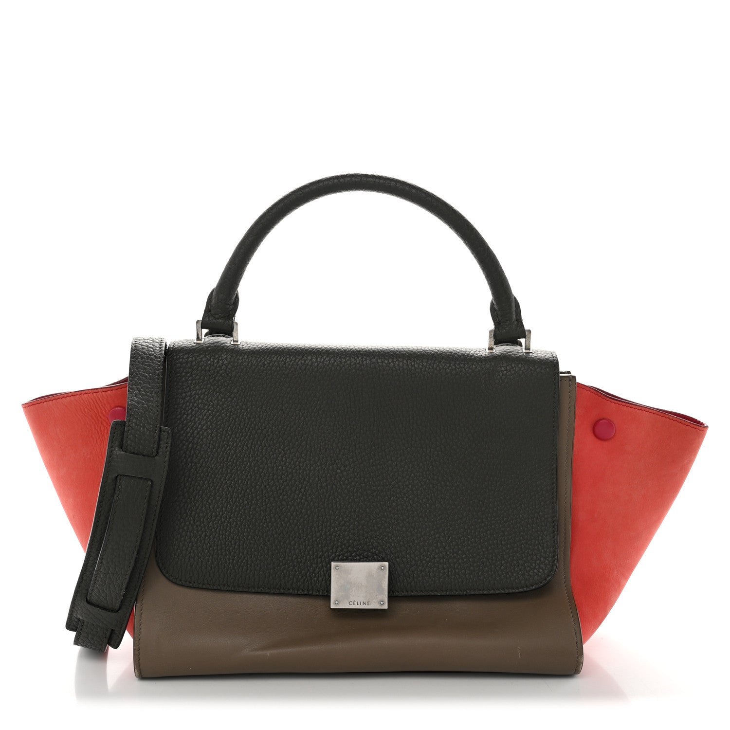 Celine Celine Smooth Calfskin Suede Small Tri-Color Trapeze Pink