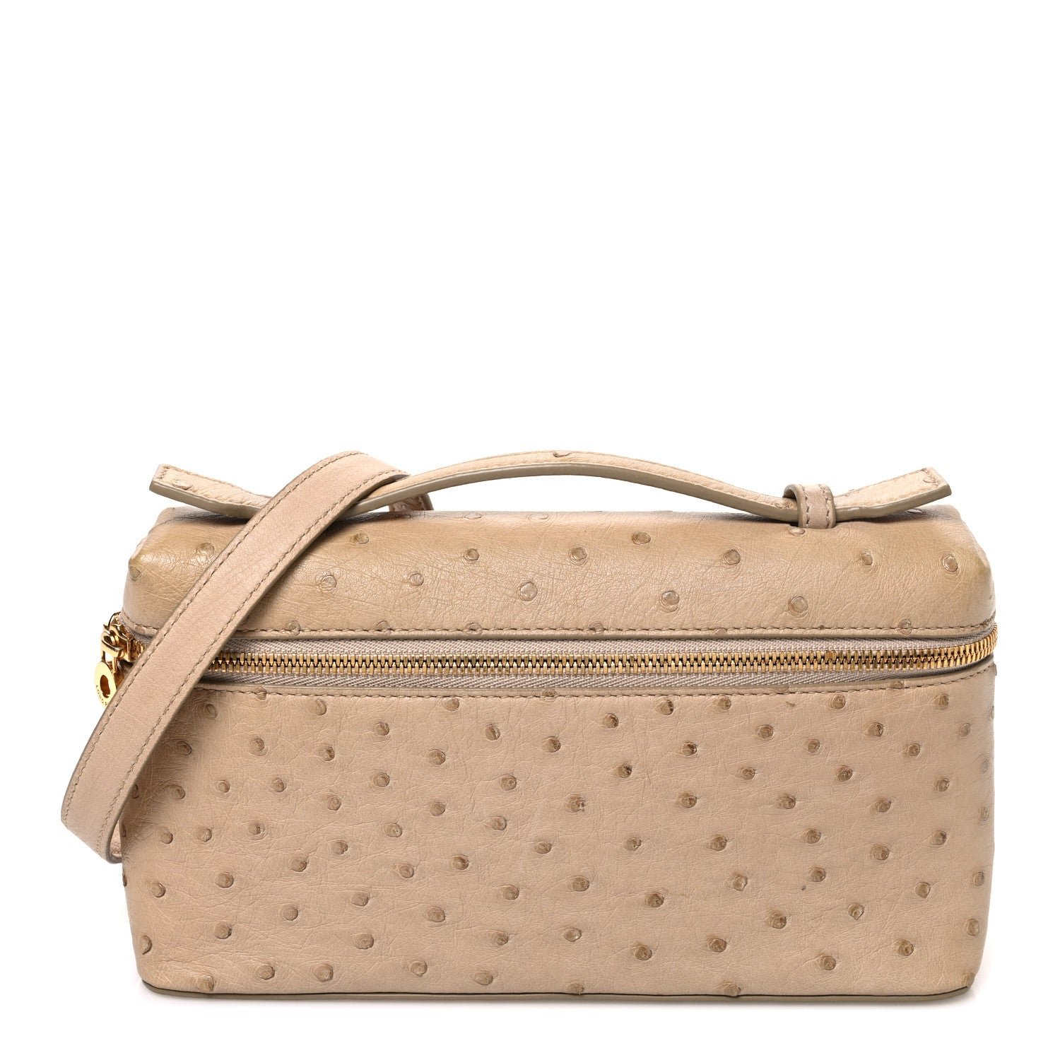 Loro Piana Ostrich L19 Extra Pocket Pouch Beige