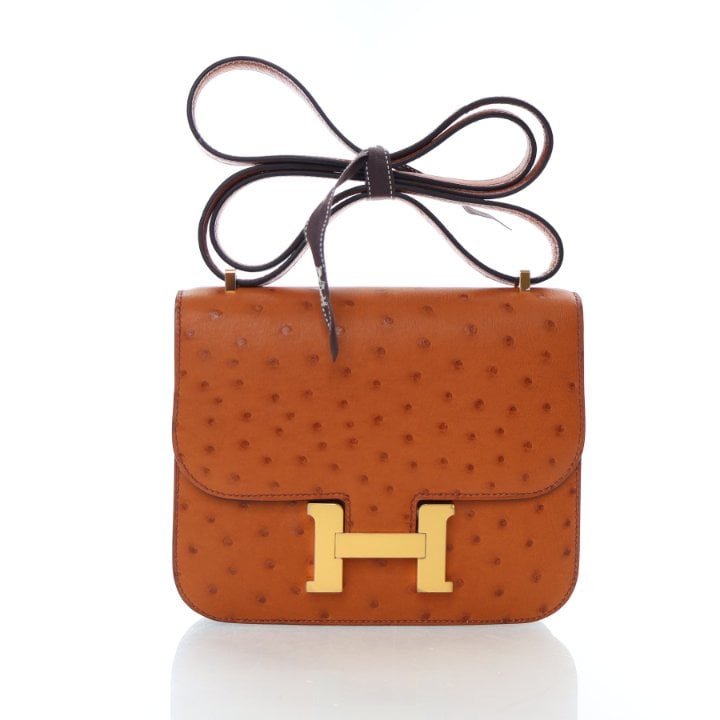 Hermes Gold Ostrich Constance 18