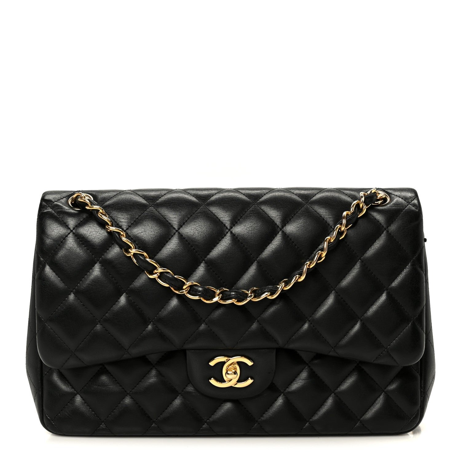Chanel Lambskin Quilted Jumbo Double Flap Black