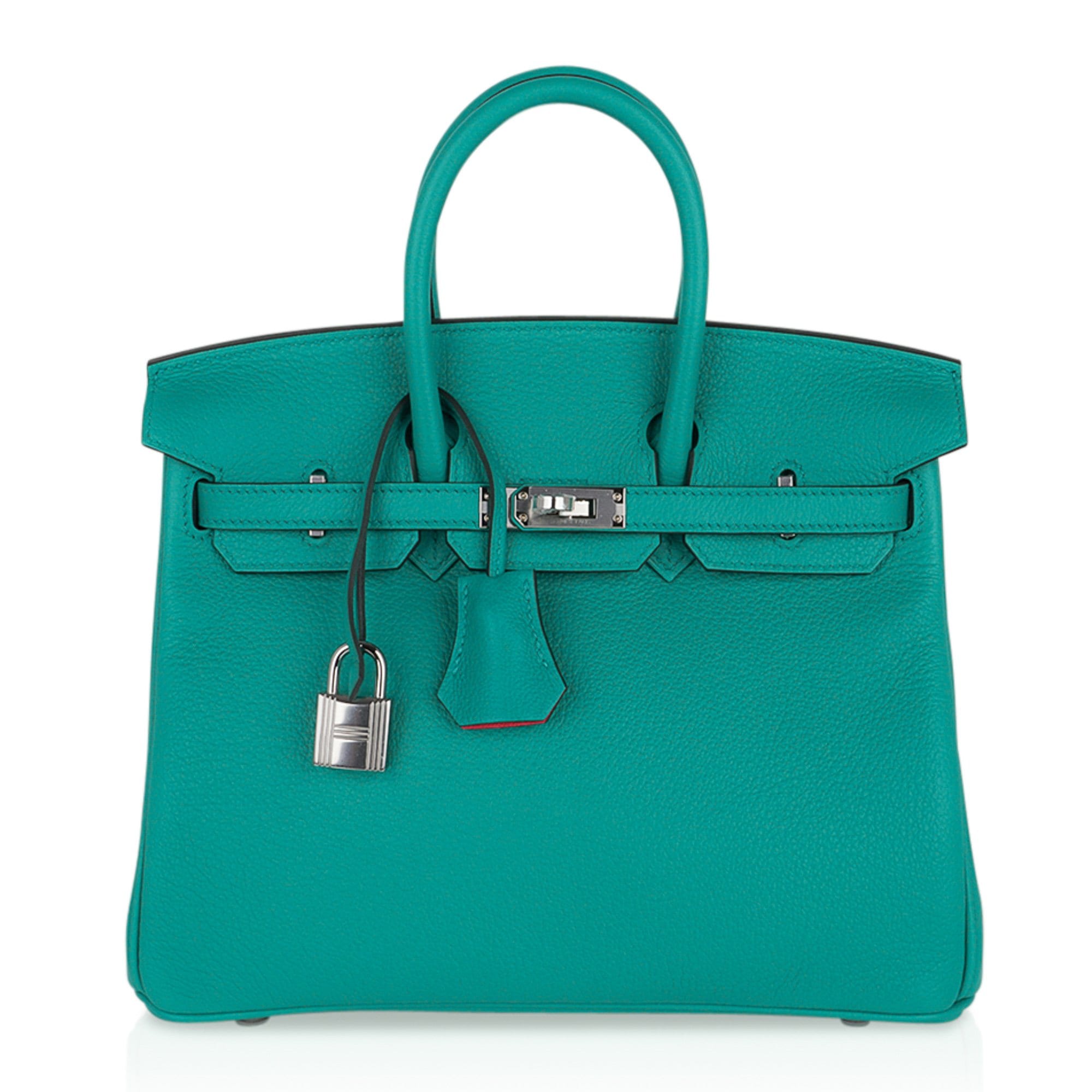 Hermes Hermes Verso Birkin 25 Bag Vert Verone & Rose Lipstick Novillo Leather with Palladium Hardware