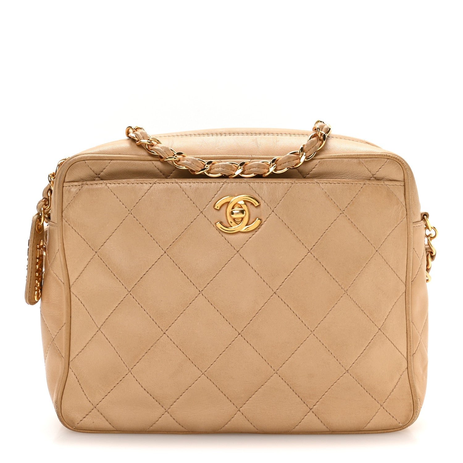 Chanel Lambskin Quilted Camera Case Beige
