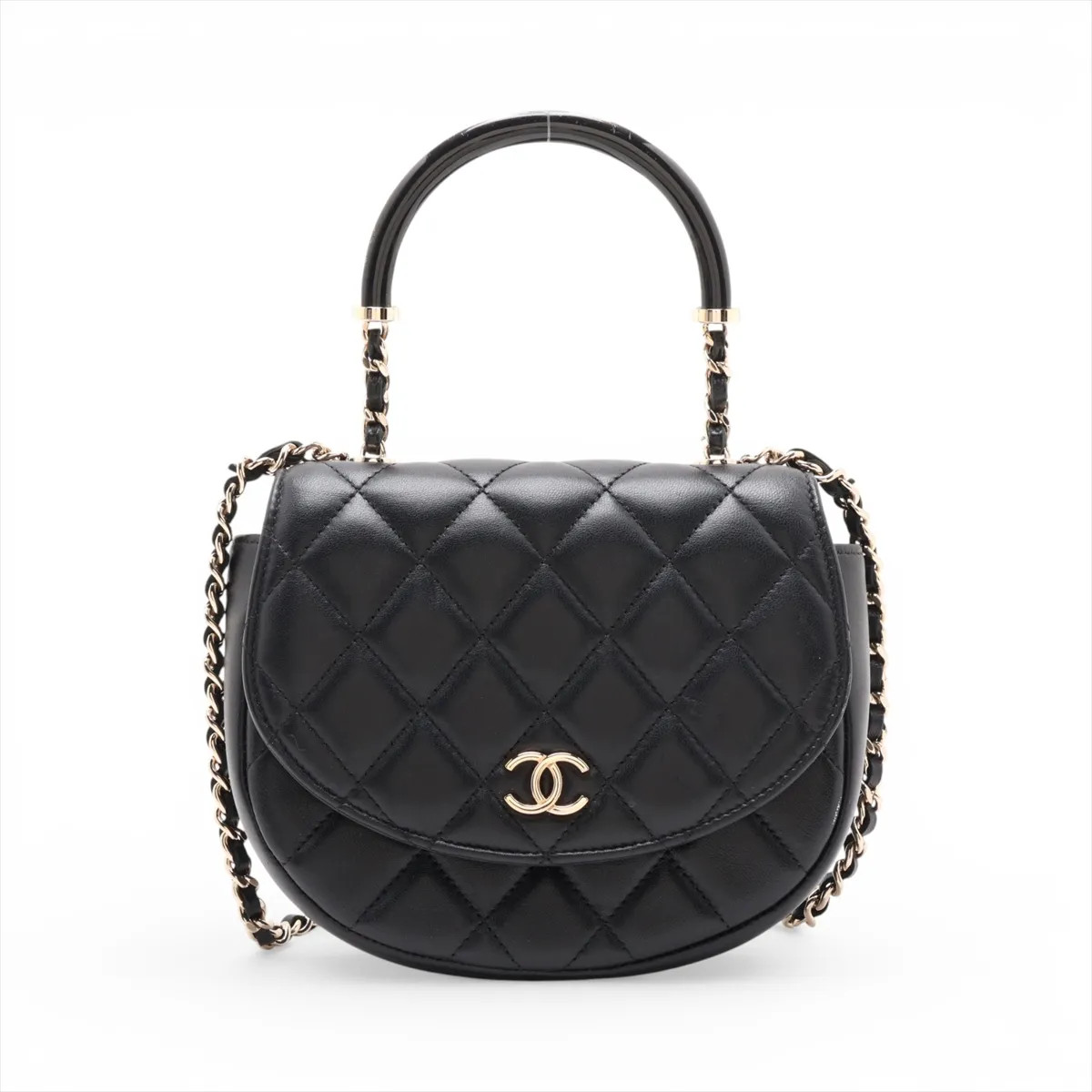 Chanel Matelasse Lambskin 2 Way Shoulder Bag Black Gold Metal Fittings random se