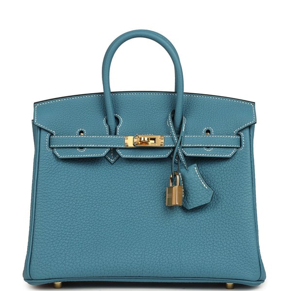 Hermes Hermes Birkin 25 Blue Jean Togo Gold Hardware