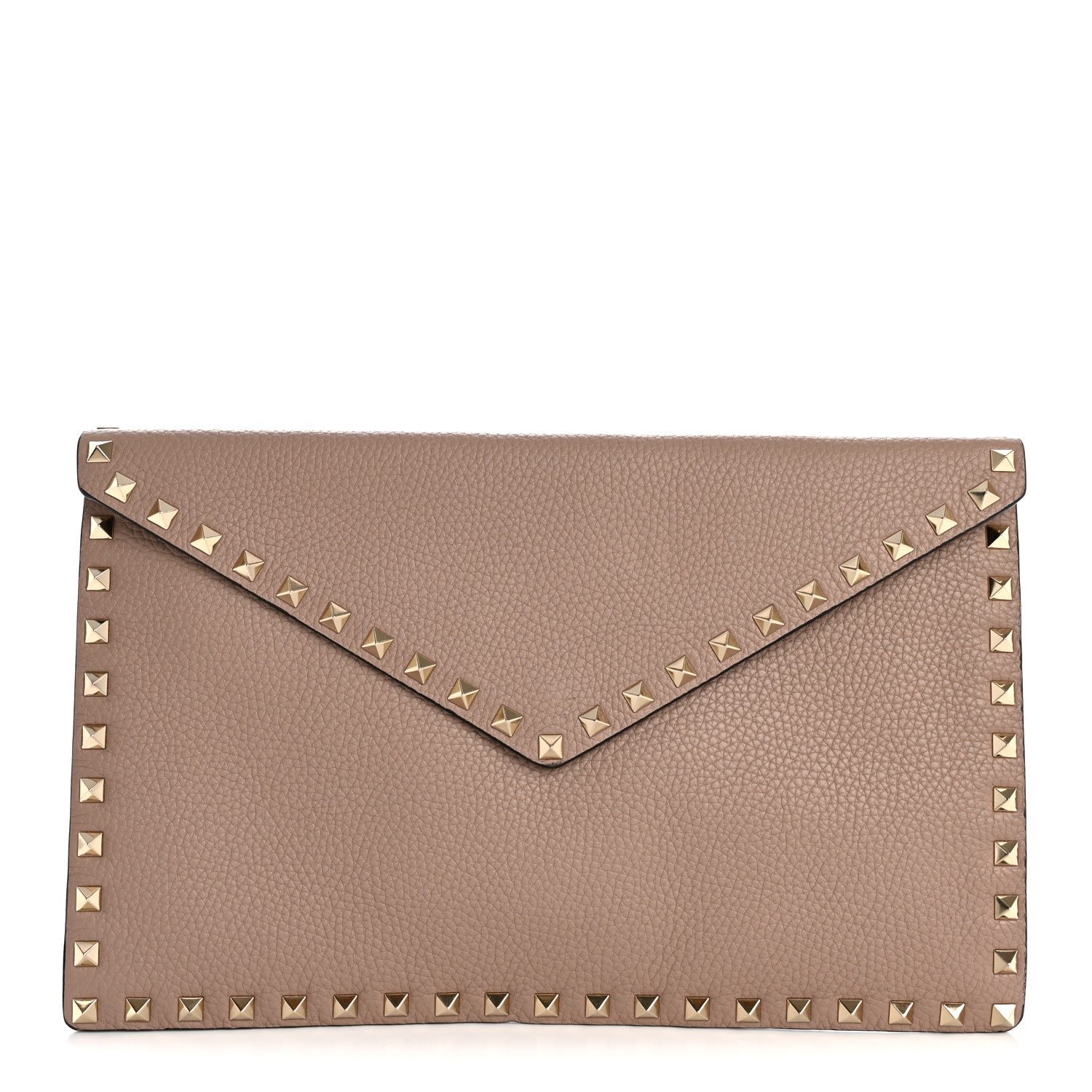 Valentino Garavani Vitello Medium Rockstud Envelope Flat Wristlet Pouch Poudre