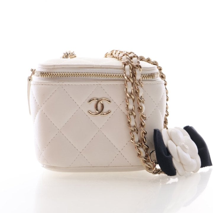 Chanel Mini Lambskin Vanity with Camellia Flower Strap