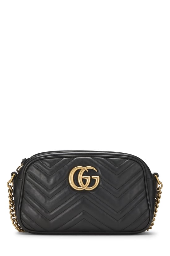 Black Leather GG Marmont Crossbody Bag Small