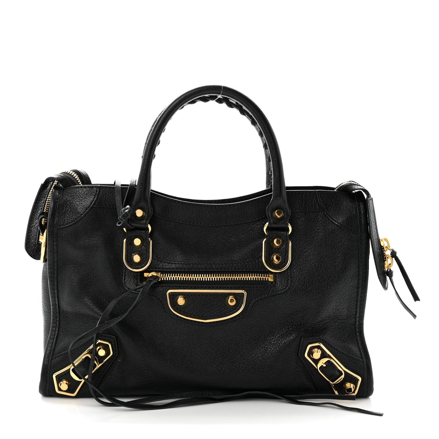 Balenciaga Chevre Gold Metallic Edge Hardware S City Black