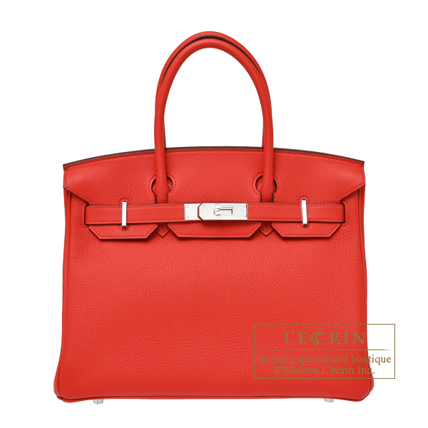 Hermes Birkin bag 30 Rouge coeur Togo leather Silver hardware