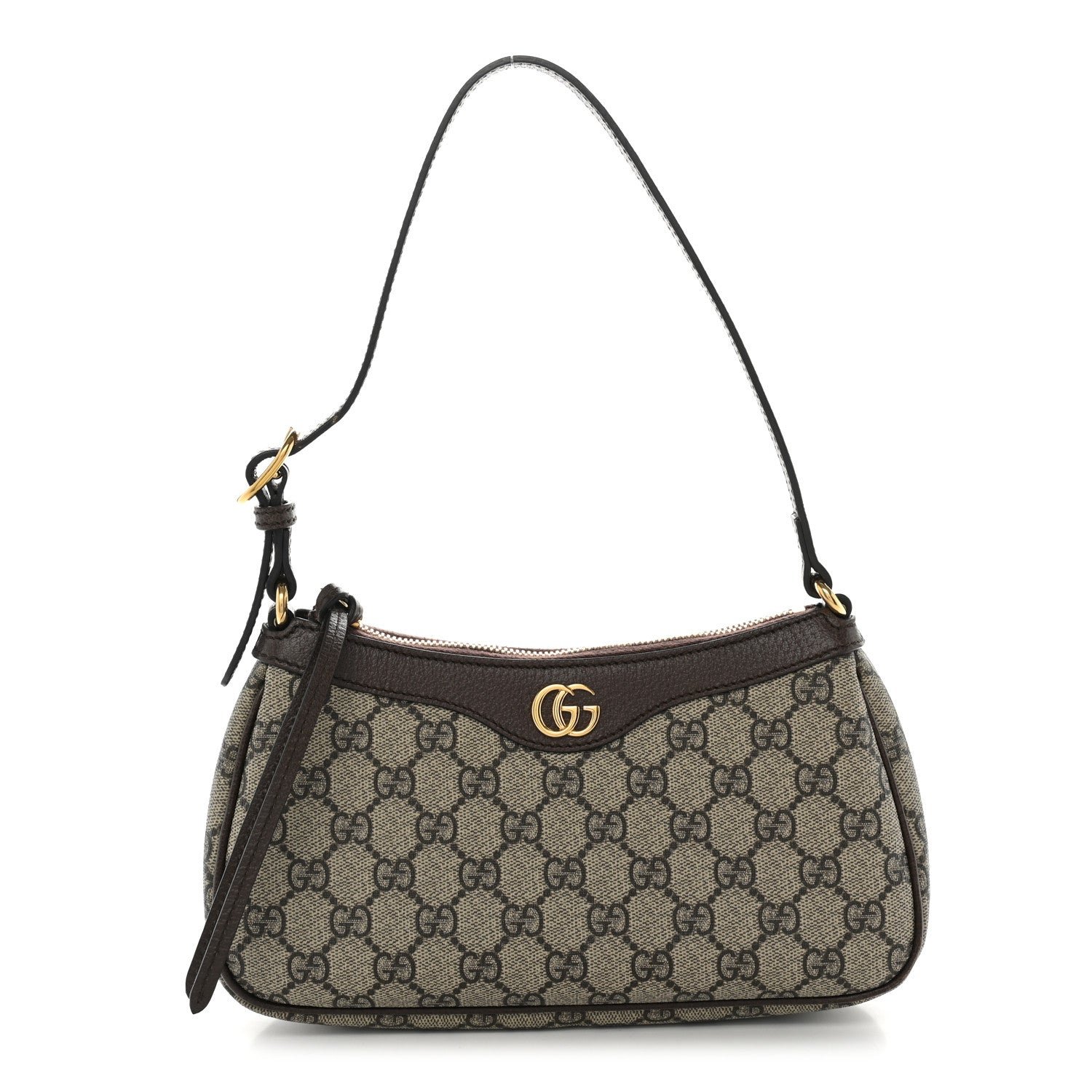 Gucci GG Supreme Monogram Textured Dollar Calfskin Small Ophidia Hobo Beige Ebony New Acero