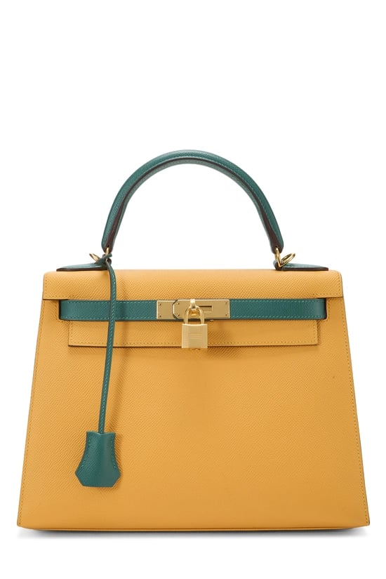 Jaune d'or & Menthe Epsom Horseshoe Kelly Sellier 28