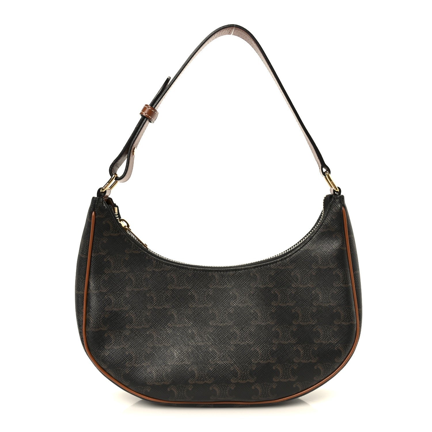 Celine Triomphe Canvas Calfskin Ava Shoulder Bag Tan