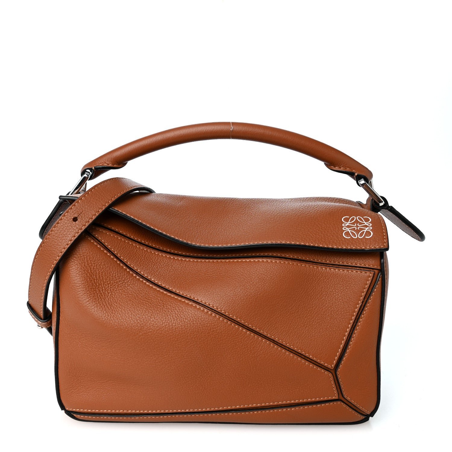 Loewe Grained Calfskin Small Puzzle Bag Tan