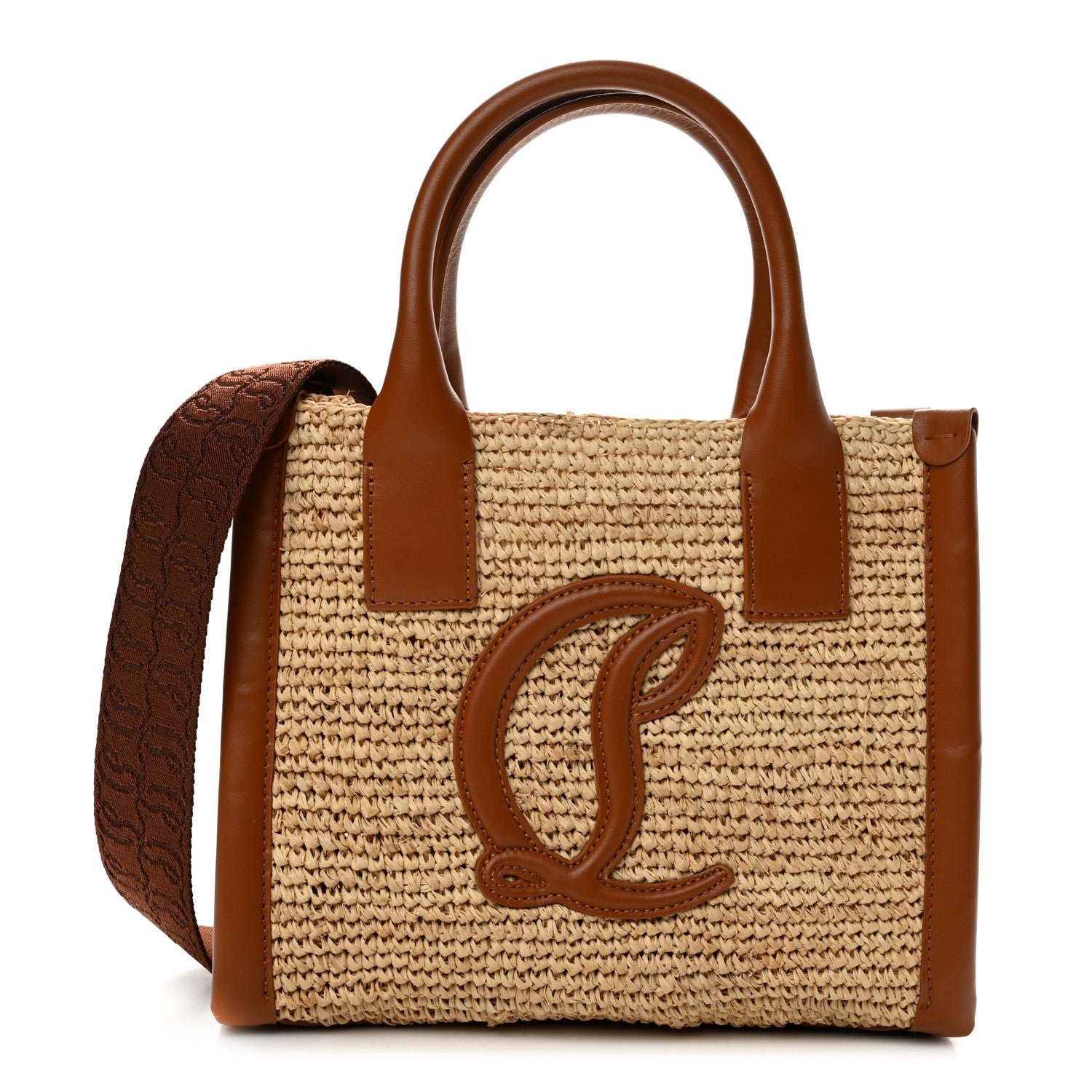 Christian Louboutin Christian Louboutin Raffia Calfskin Mini By My Side Tote Natural Cuoio