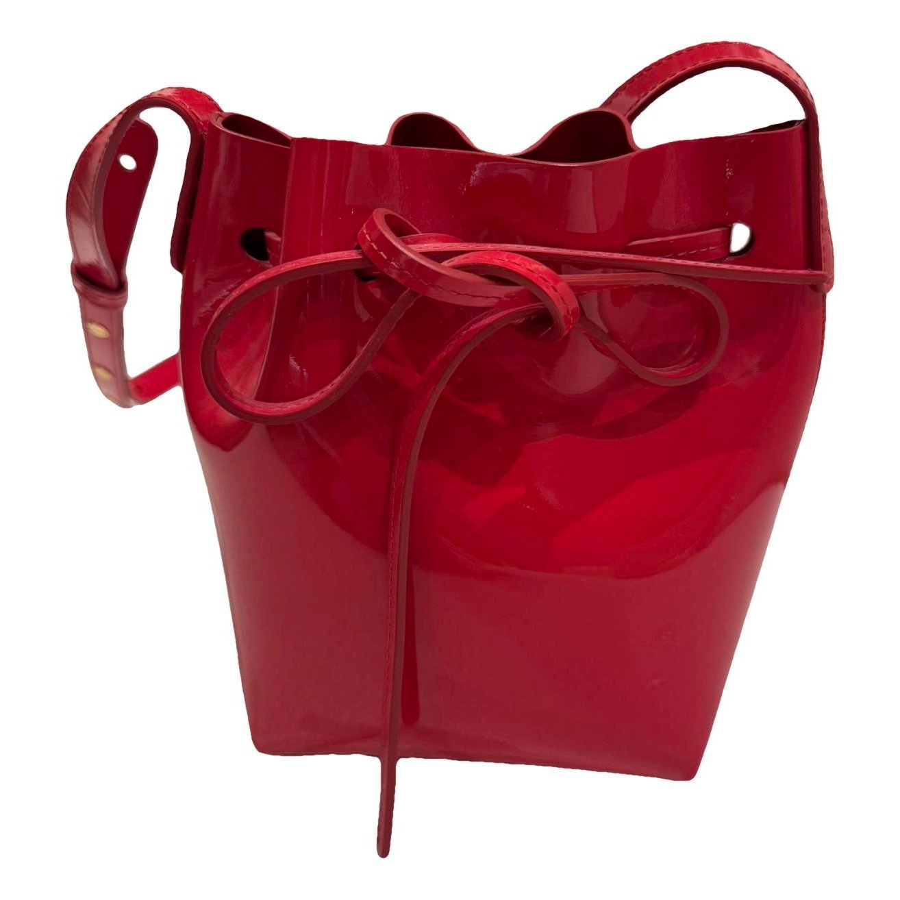 Bucket patent leather crossbody bag