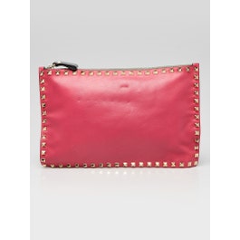 Valentino Valentino Pink/Red Leather Rockstud Small Clutch Bag