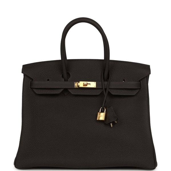 Hermes Birkin 35 Bai Brun Togo Gold Hardware