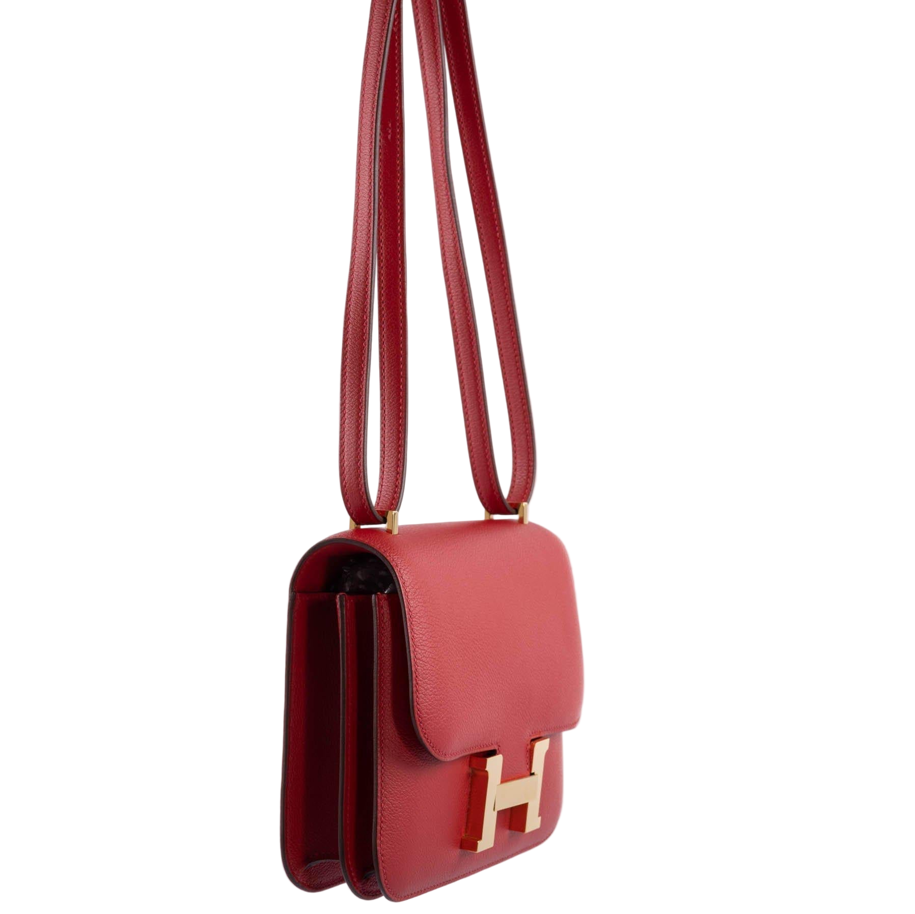 Hermes Hermès Mini Constance 18 Rouge Casaque Evercolor Gold Hardware