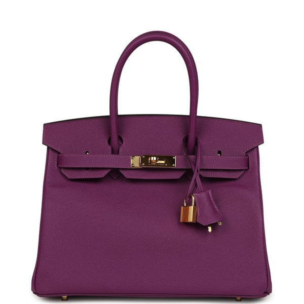 Pre-owned Hermes Birkin 30 Anemone Epsom Gold Hardware