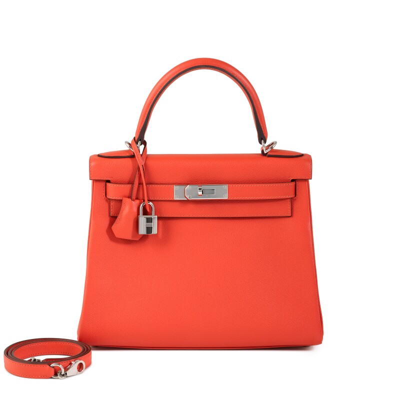 Hermes Capucine Evercolor Kelly 28 Retourné Palladium Hardware, 2022