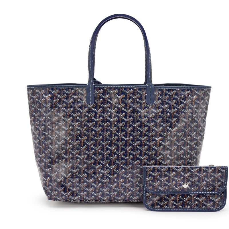 Navy Blue Goyardine Canvas and Chevroches Calfskin Saint Louis PM Tote, 2023
