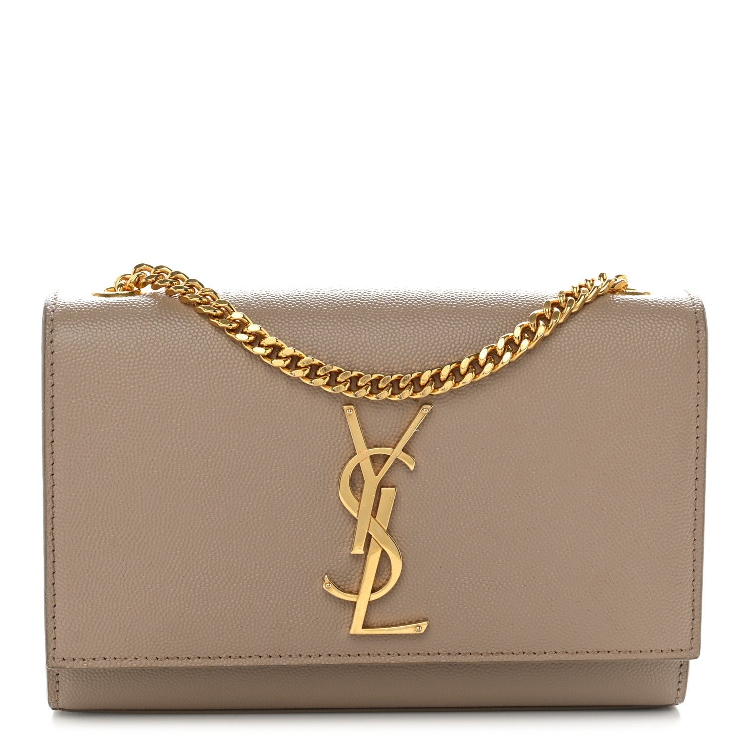 Saint Laurent Grain De Poudre Small Monogram Kate Satchel Dark Beige