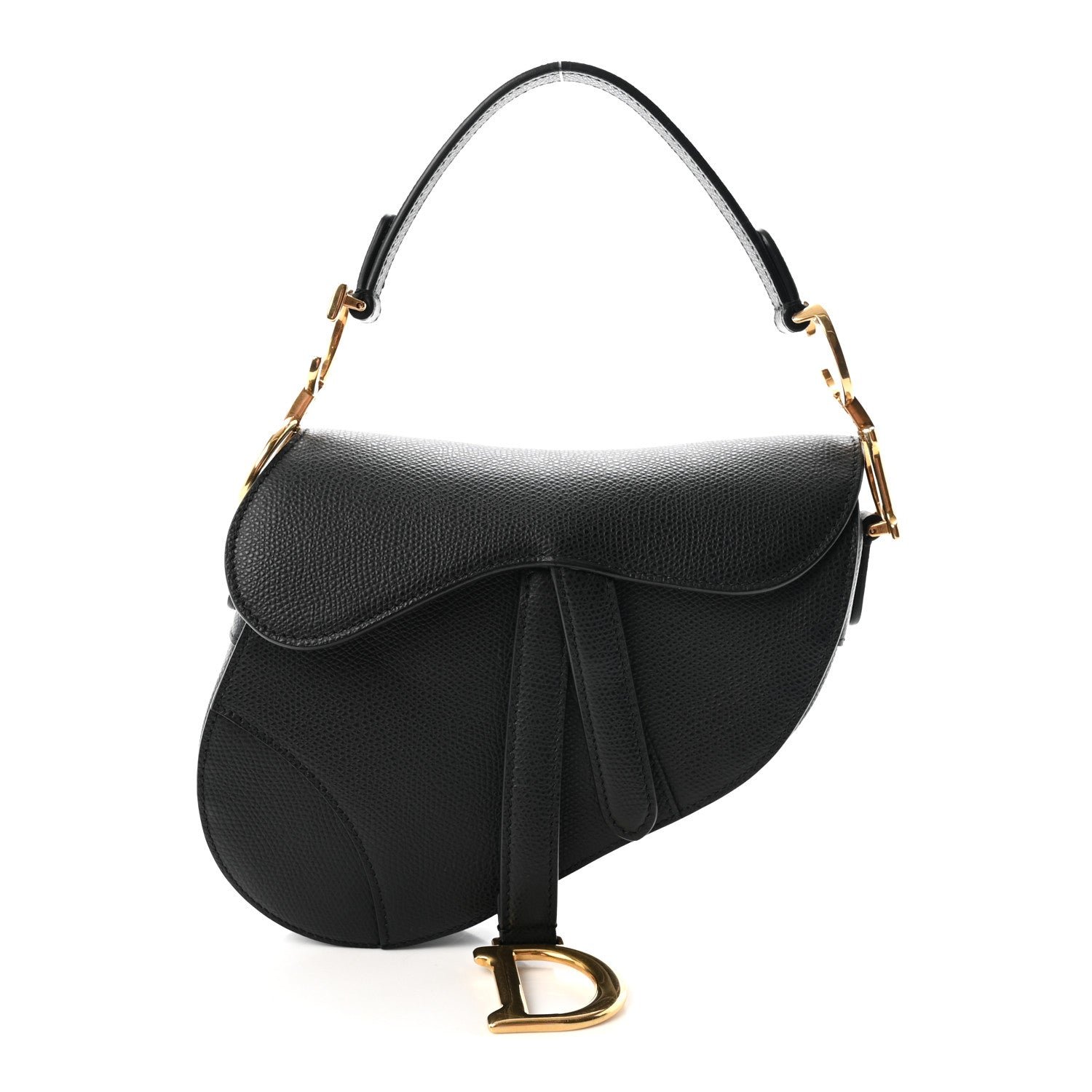Christian Dior Grained Calfskin Mini Saddle Bag Black