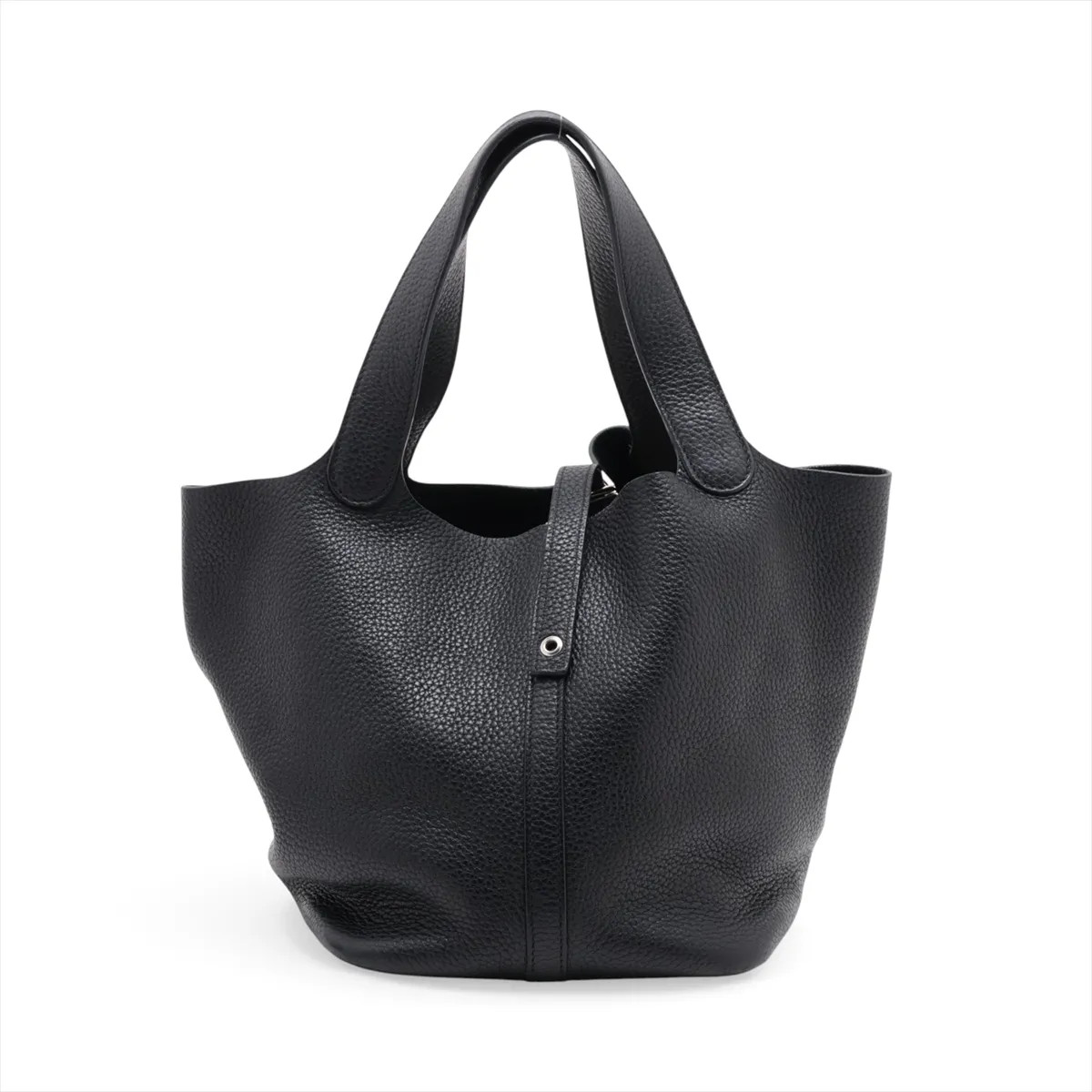 Hermès Picotin Lock 22 MM Taurillon Clemence Black Silver Metal Fittings