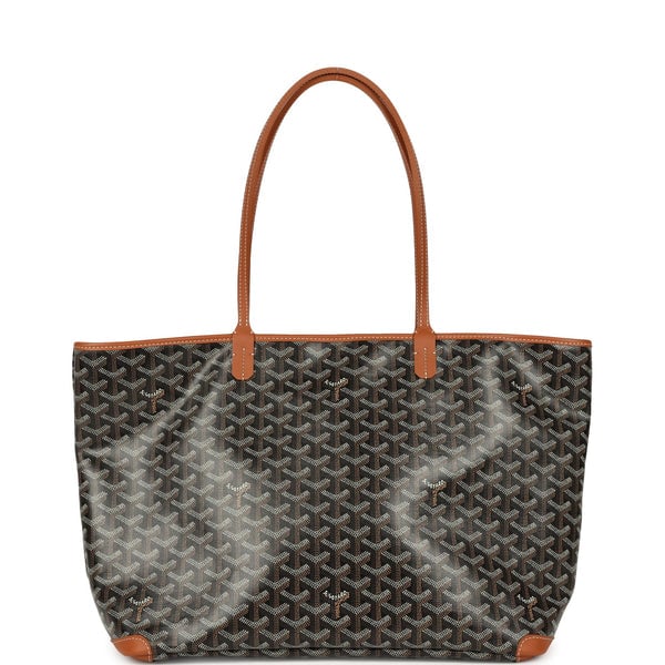 Goyard Goyard Goyardine Black and Brown Artois MM Palladium Hardware