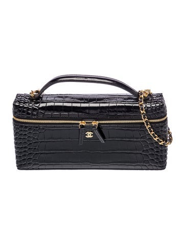 Large Crocodile Embossed Slim Vanity Case