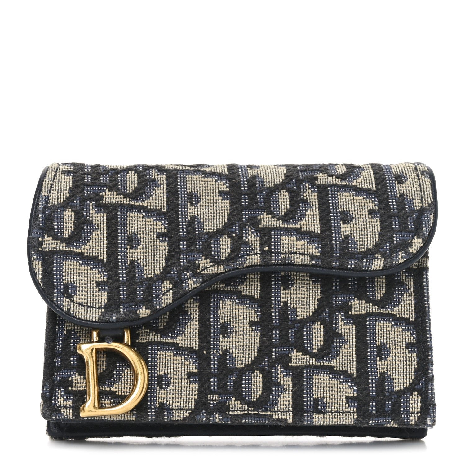 Dior Oblique Saddle Card Holder Blue