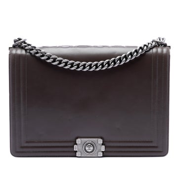 Calf Leather Large Glazed Calfskin Boy Flap