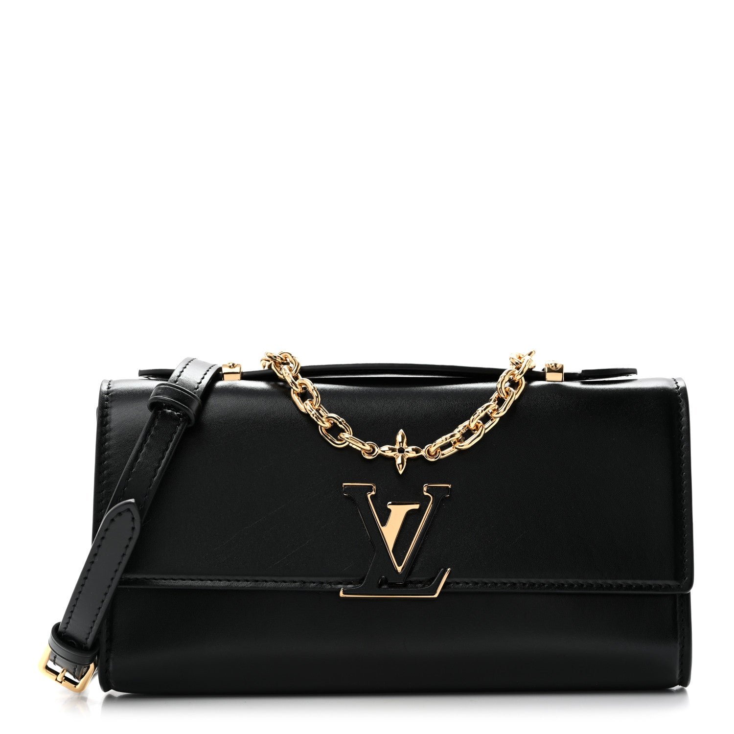 Louis Vuitton Calfskin LV Wallet On Chain Capucines Black