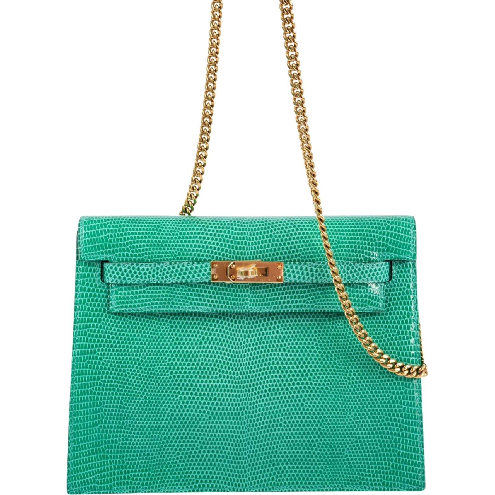Hermes Hermès  Kelly Danse II Menthe Shiny Nilo Lizard Gold Hardware