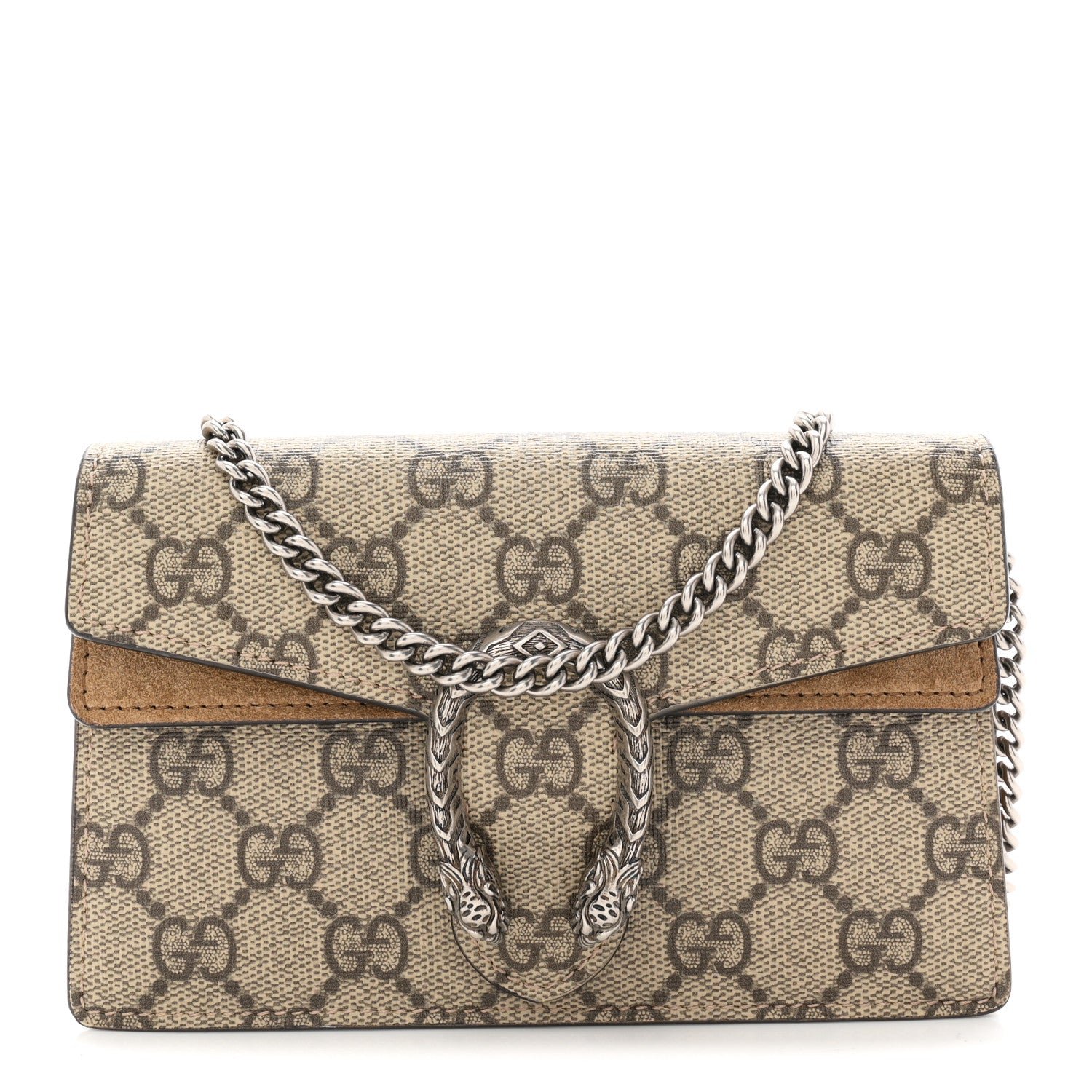 Gucci GG Supreme Monogram Super Mini Dionysus Shoulder Bag Taupe