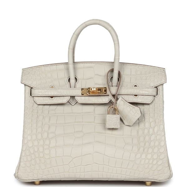 Hermes Hermes Birkin 25 Beton Matte Alligator Gold Hardware