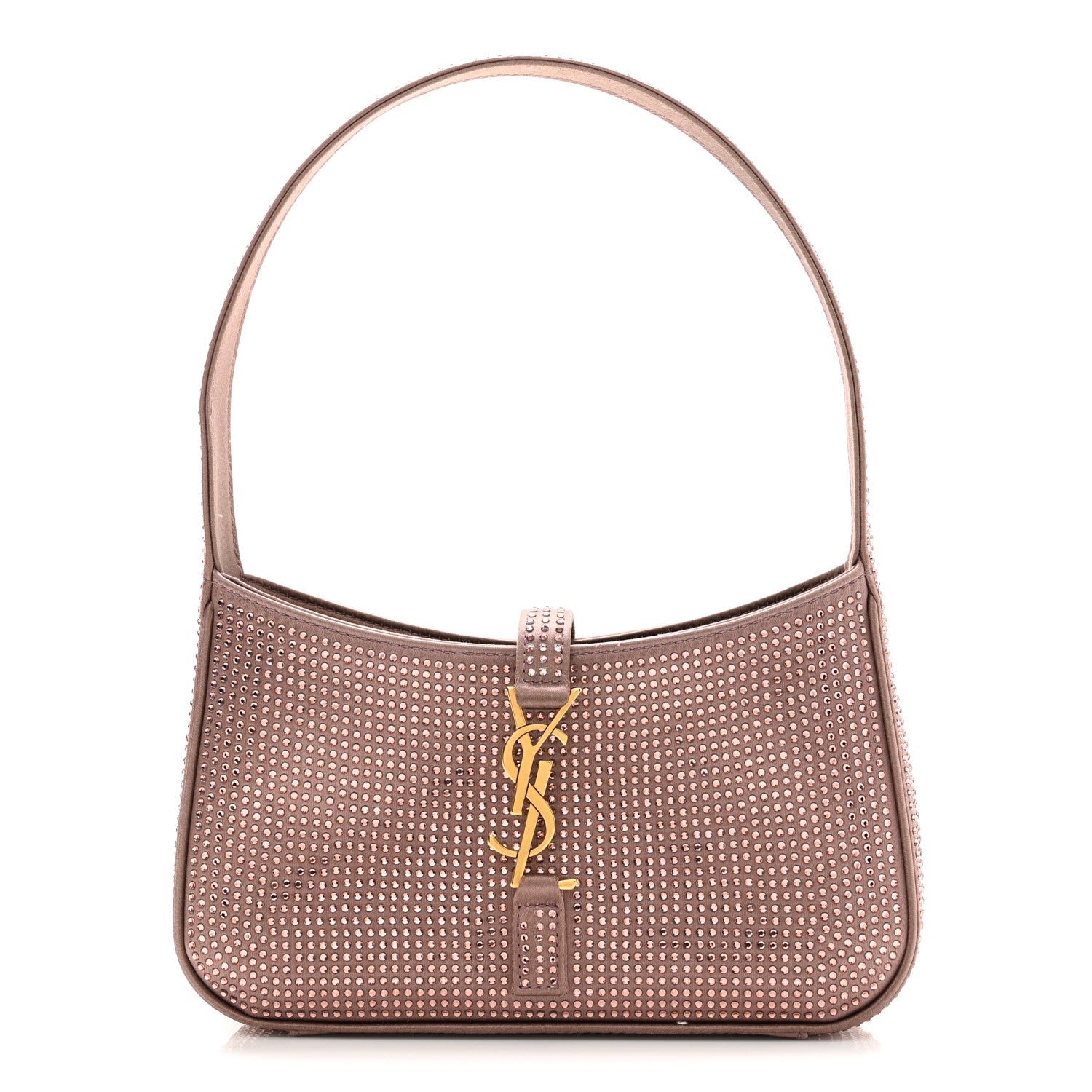 Saint Laurent Satin Crystal Le 5 A 7 Mini Hobo Elderberry