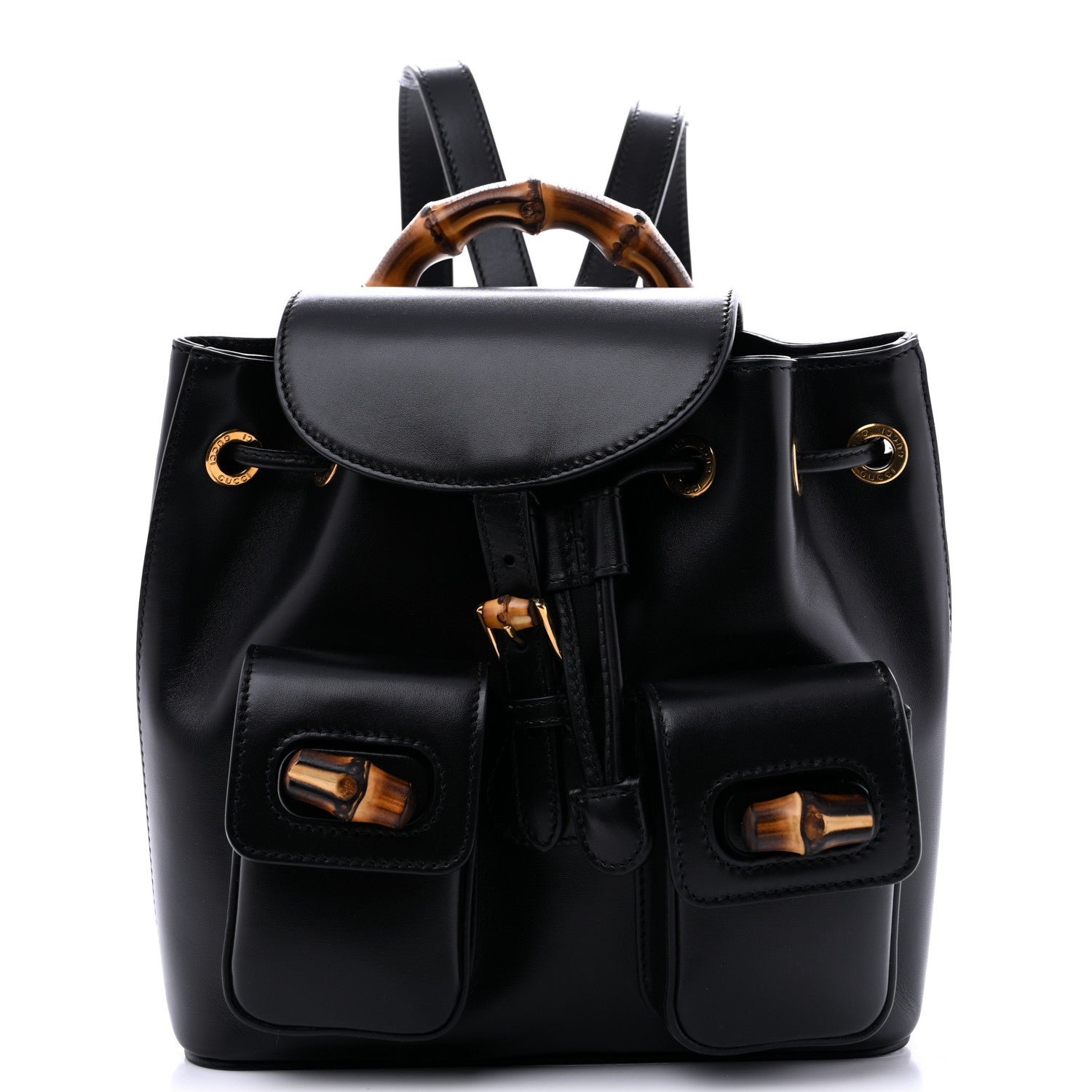 Gucci Calfskin Bamboo Backpack Black