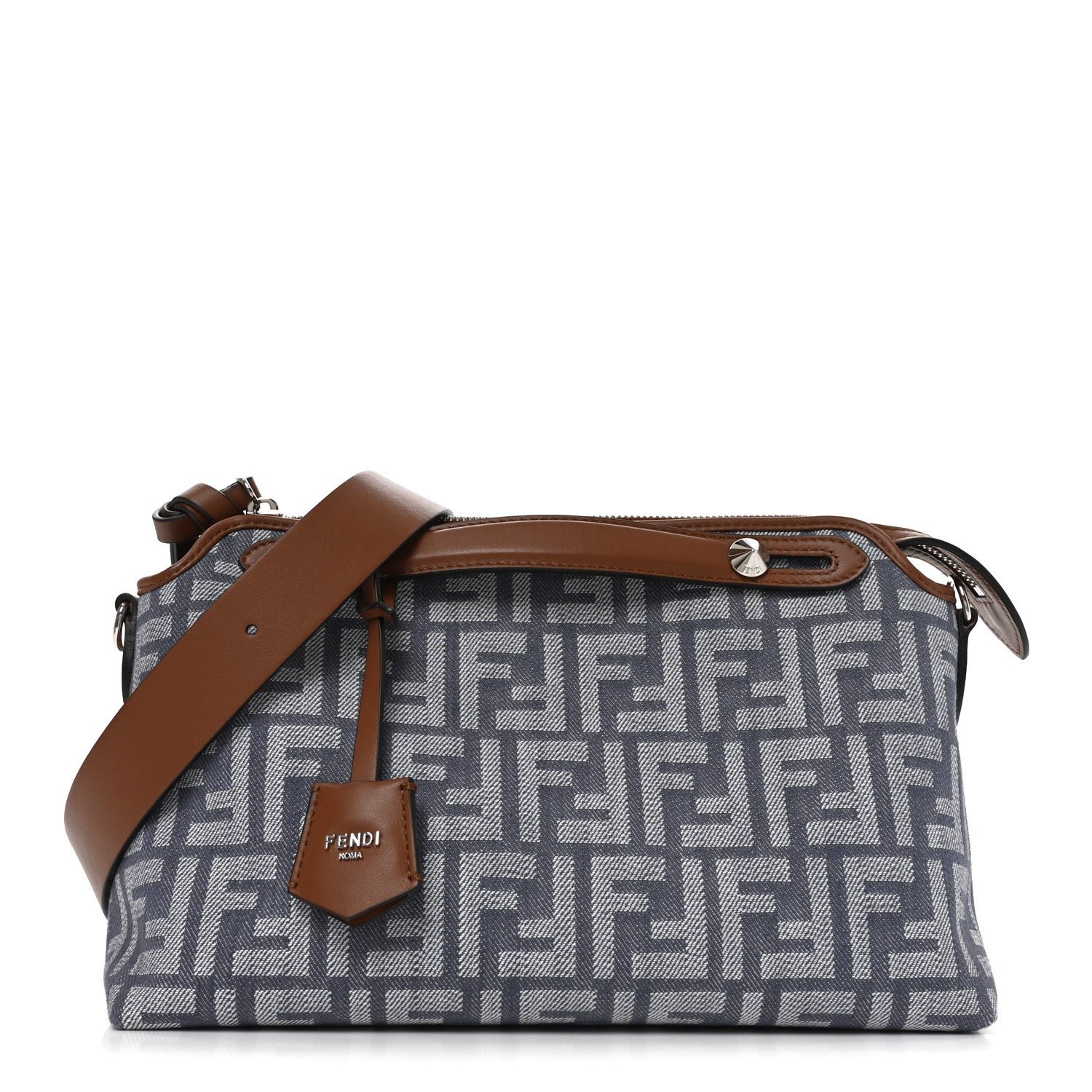 Fendi Denim Vitello Grace FF Mini By The Way Boston Bag  Blue