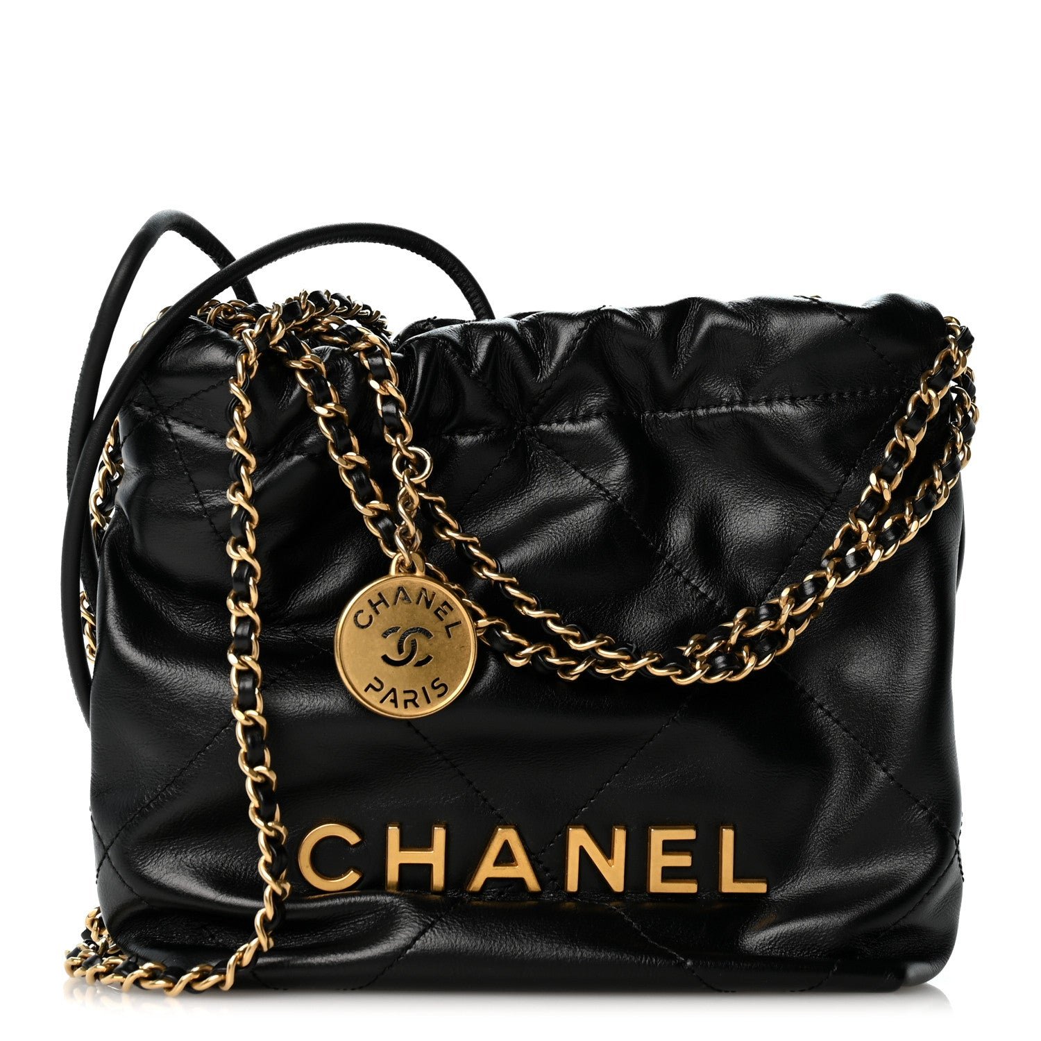 Chanel Shiny Calfskin Quilted Mini Chanel 22 Black