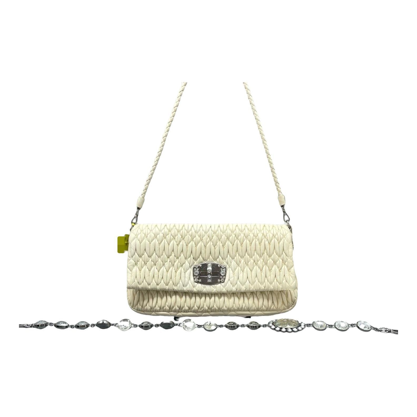 Miu Crystal leather handbag