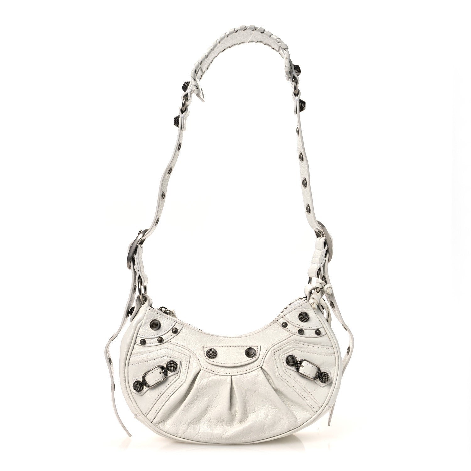 Balenciaga Agneau Arena Le Cagole Shoulder Bag XS Optic White