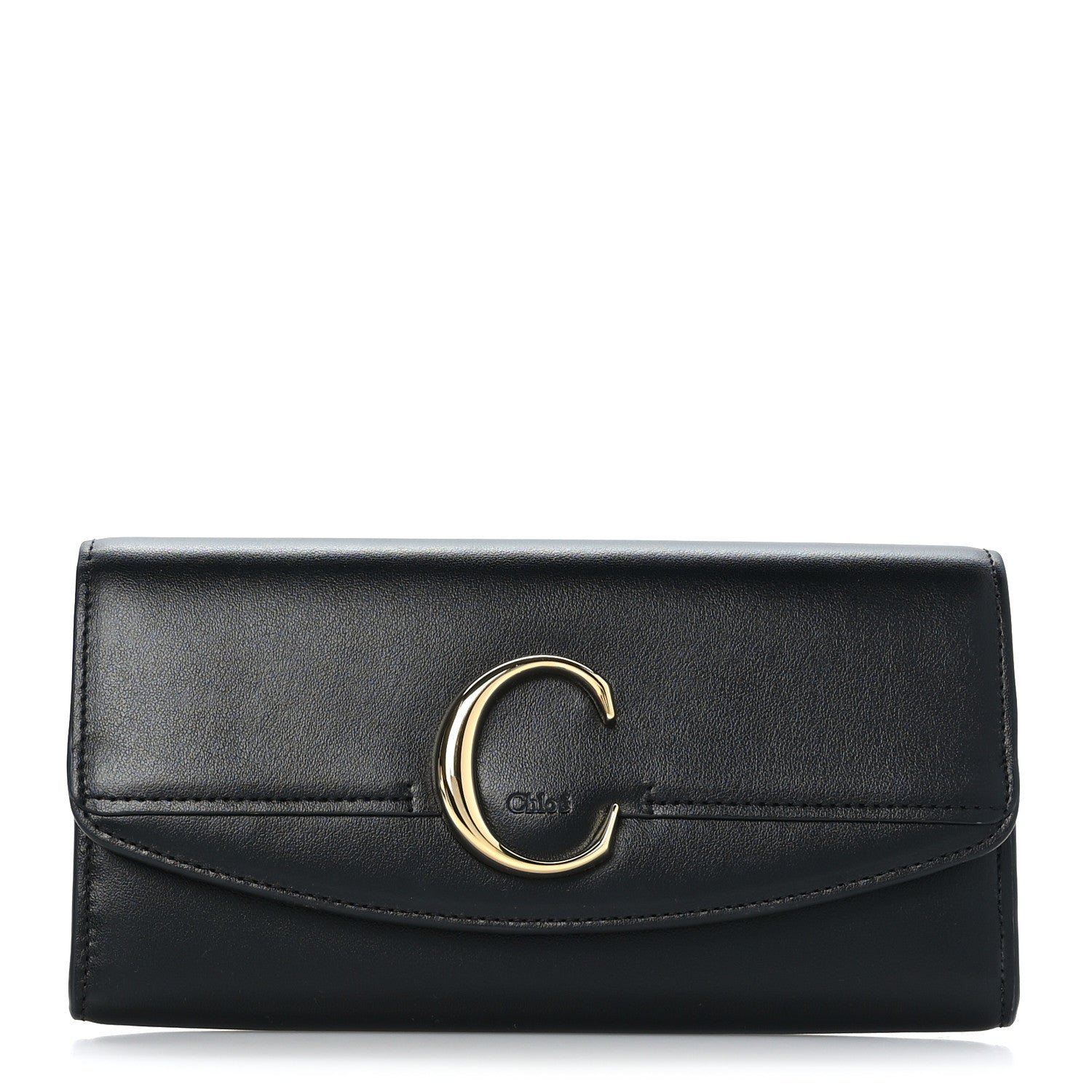Chloe Calfskin Long Flap C Wallet Black