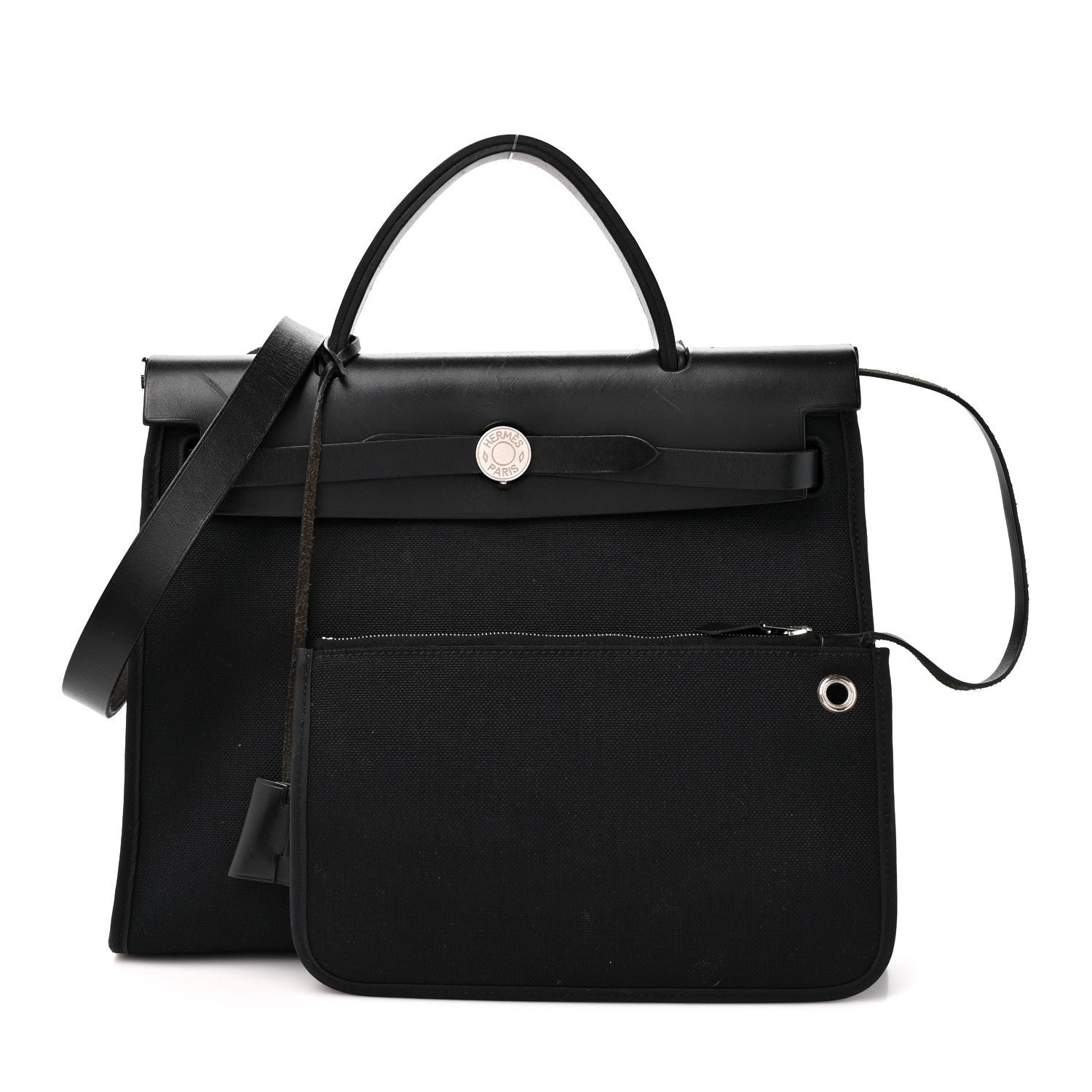 Hermes Military Toile Vache Hunter Herbag Zip PM 31 Black