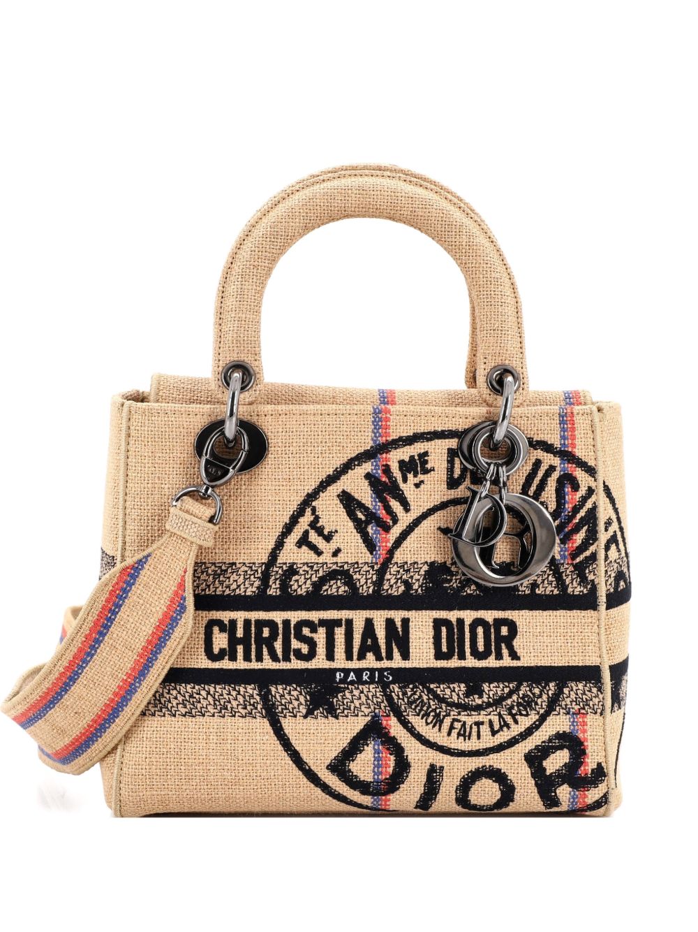 Lady D-Lite Bag Embroidered Raffia Medium satchel