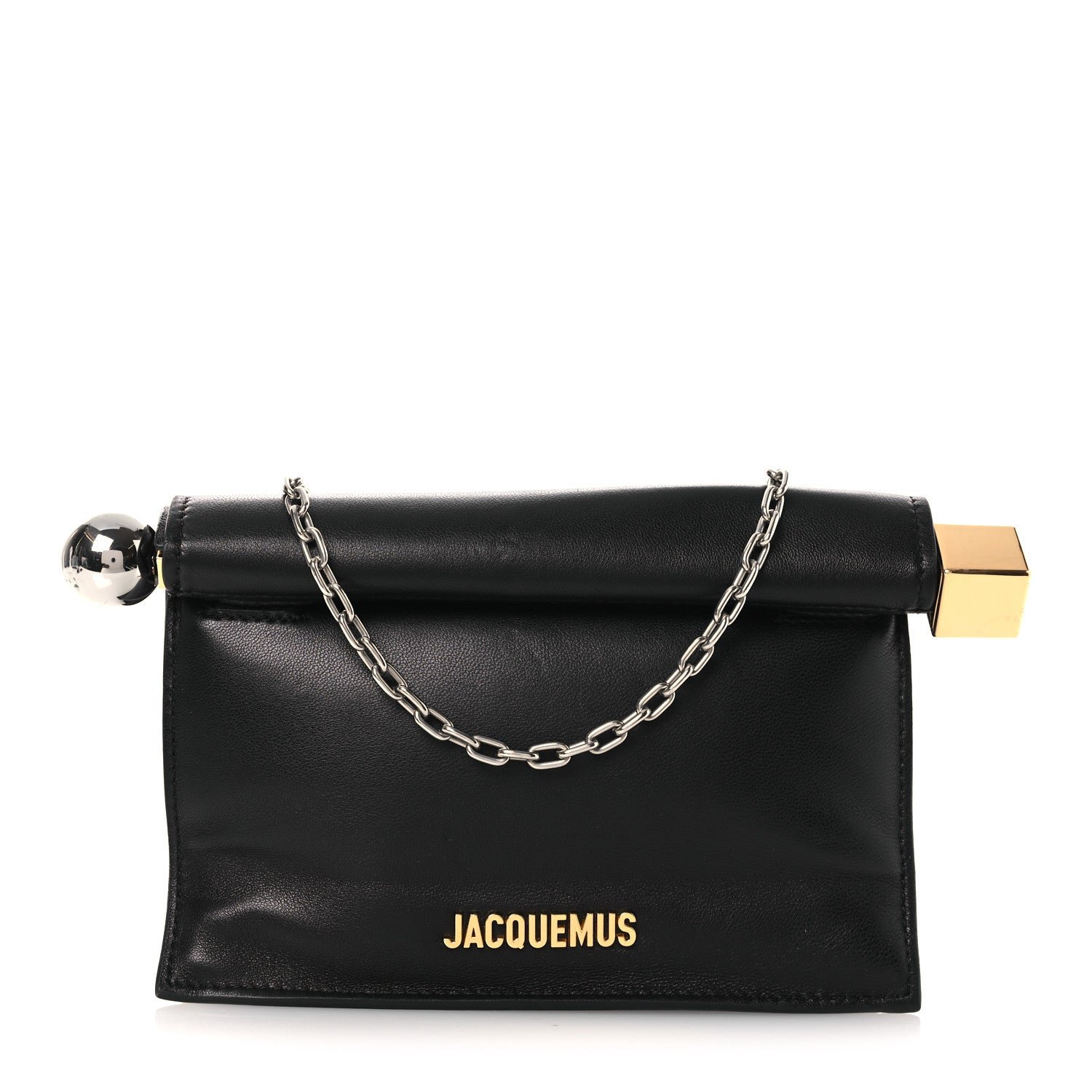 Jacquemus Smooth Calfskin La Pochette Rond Carre Black